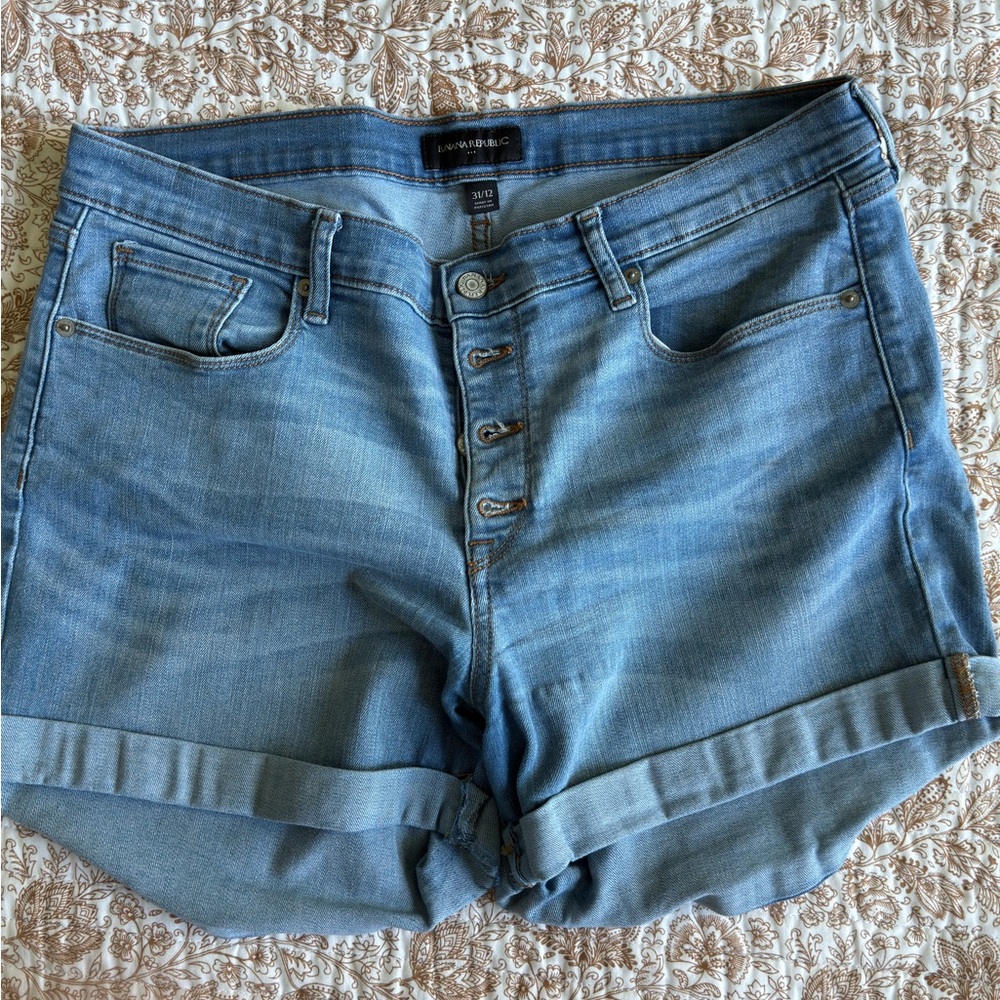 Banana Republic Blue Jean Shorts Mid-Rise Cuffed